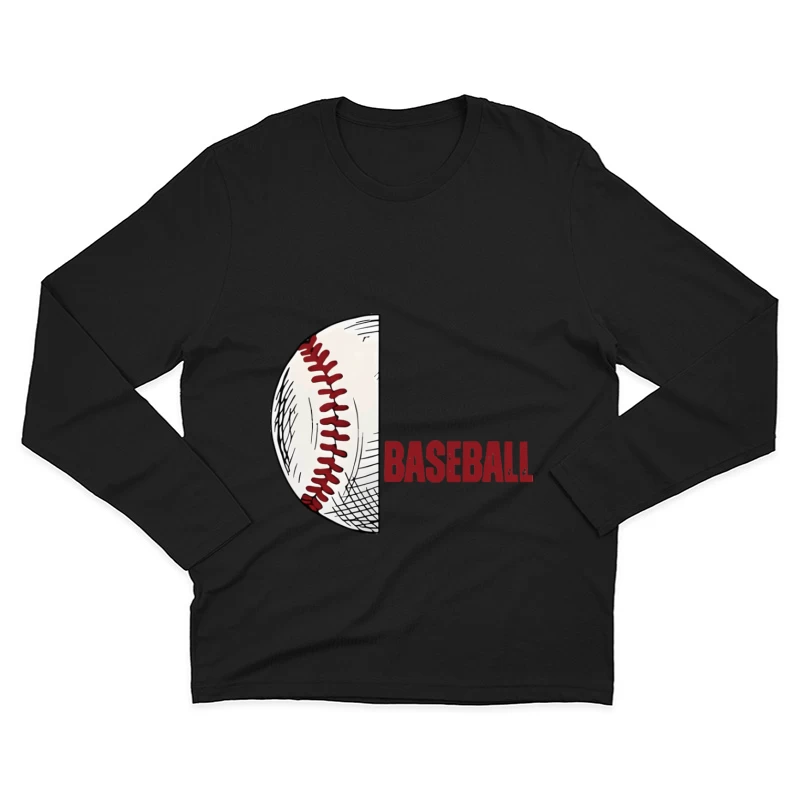 Halbes Baseball mit Schriftzug Herren Langarm T-Shirt
