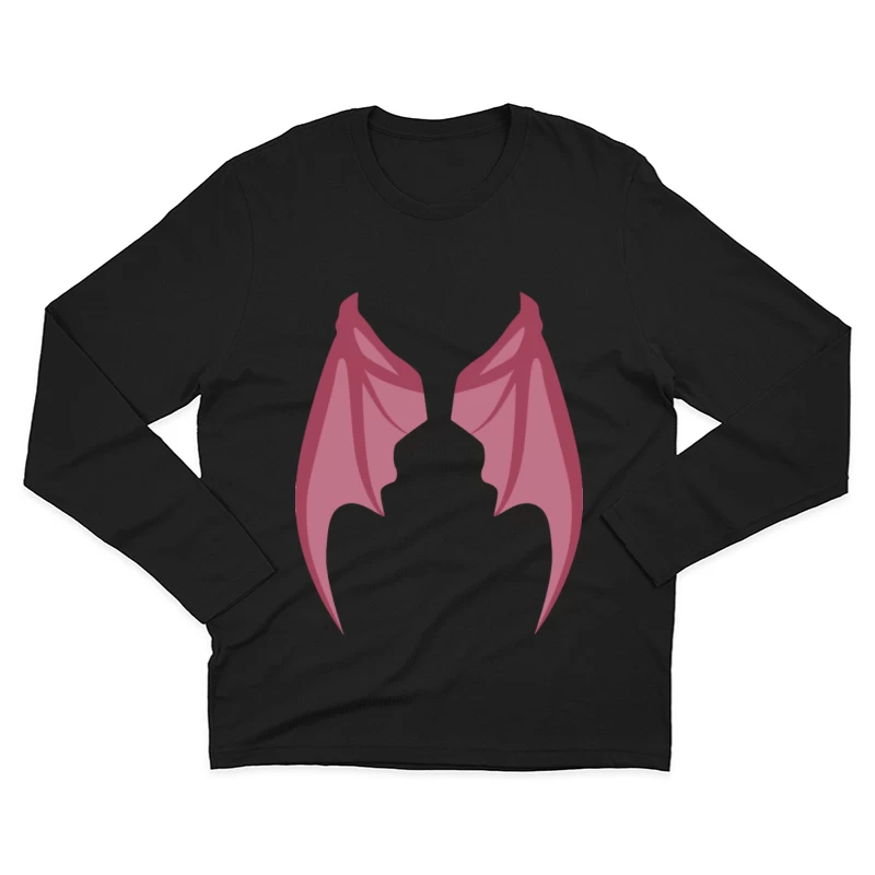 Rosa Drachenflügel Illustration Herren Langarm T-Shirt