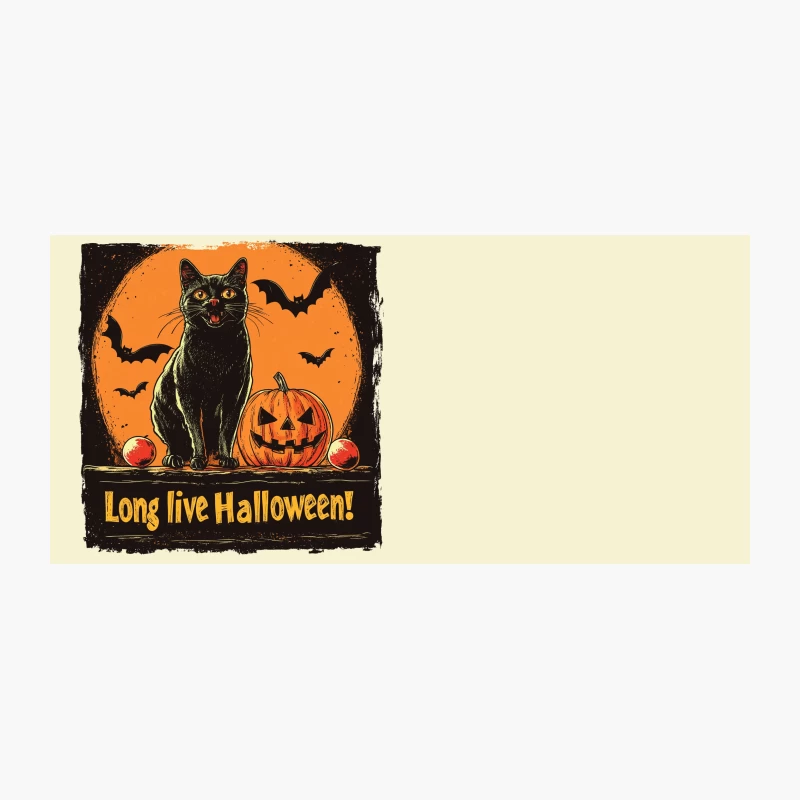 Vintage Halloween Illustration with Black Cat and Jack-o'-Lantern Coffee Mug