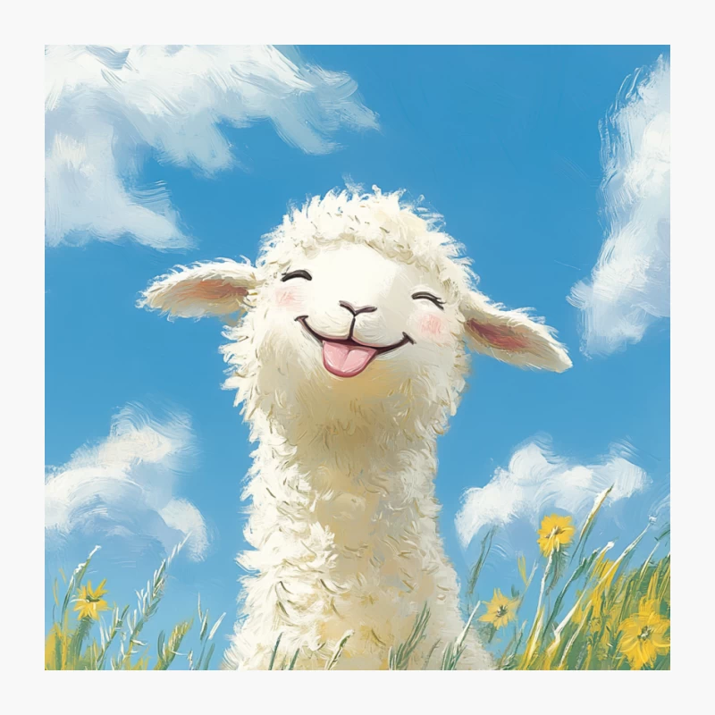 Adorable Smiling Lamb on a Sunny Day Pin