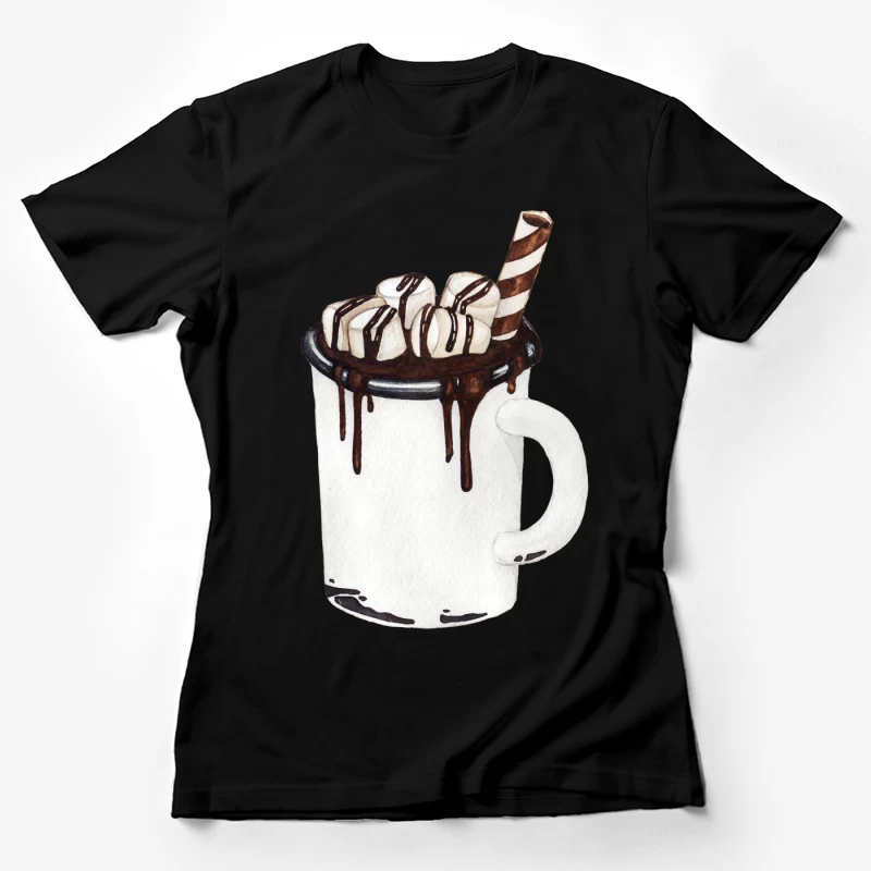 Tasse de chocolat chaud avec guimauves Femme T-Shirt