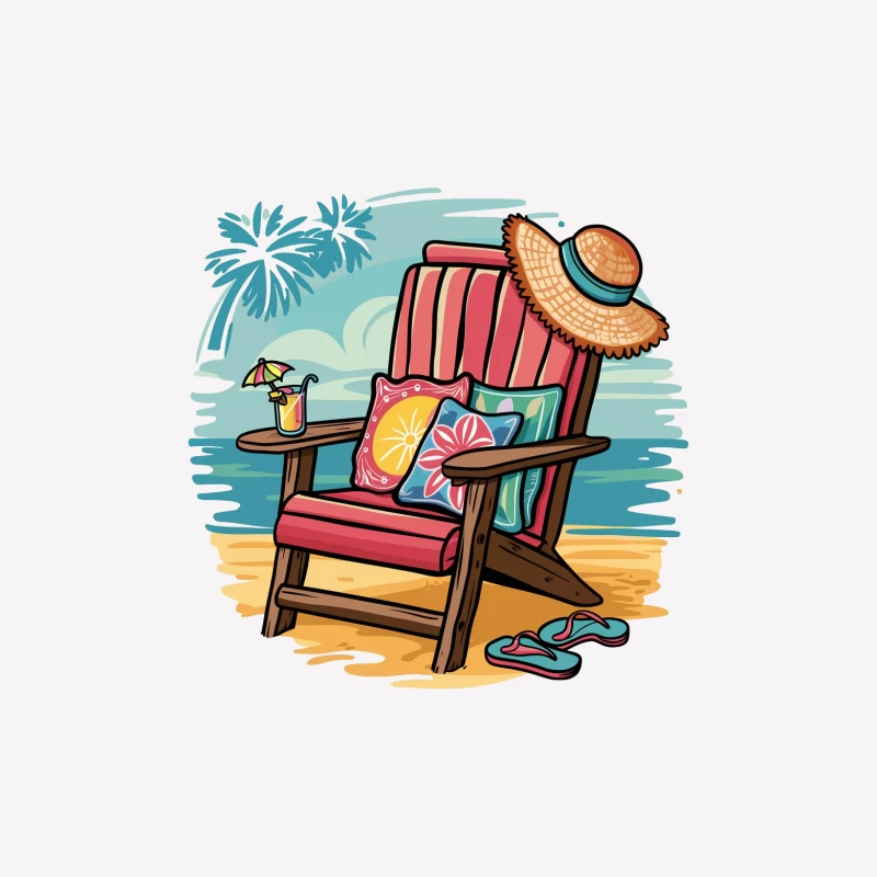 Relaxing Beach Chair Setup with Summer Accessories Female T-Shirt