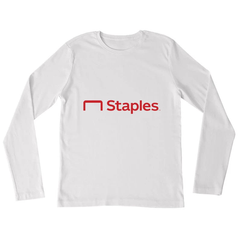 Staples Office Supply Retail Company Logo in Red Female Long Sleeve T-Shirt