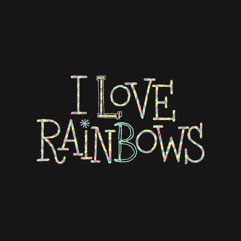 Colorful Pastel Rainbow Typography: "I Love Rainbows" Message Desk Mat