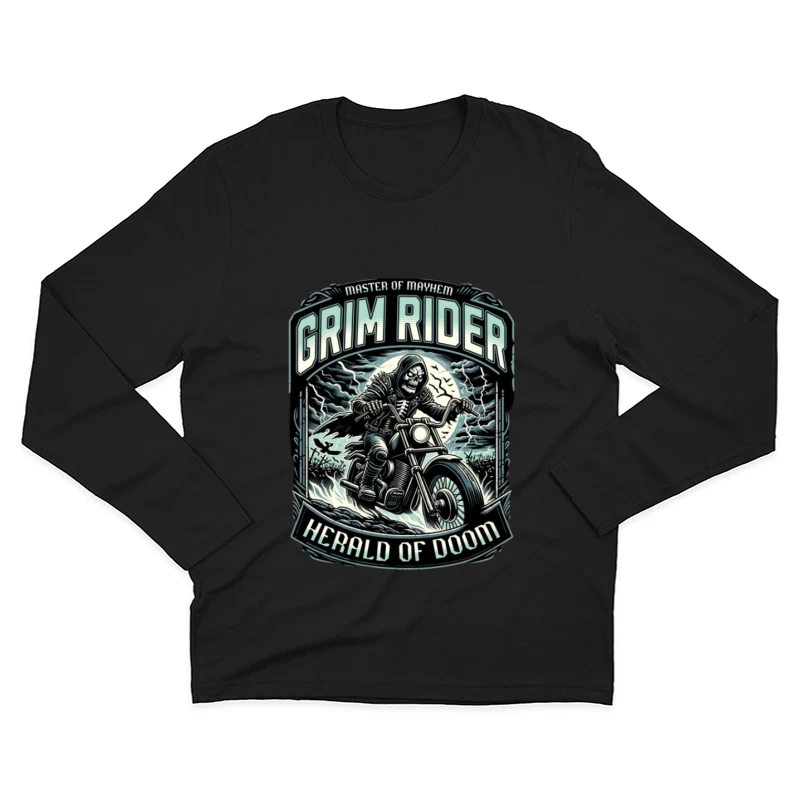 Grimmiger Reiter auf einer Motorradfahrt Herren Langarm T-Shirt