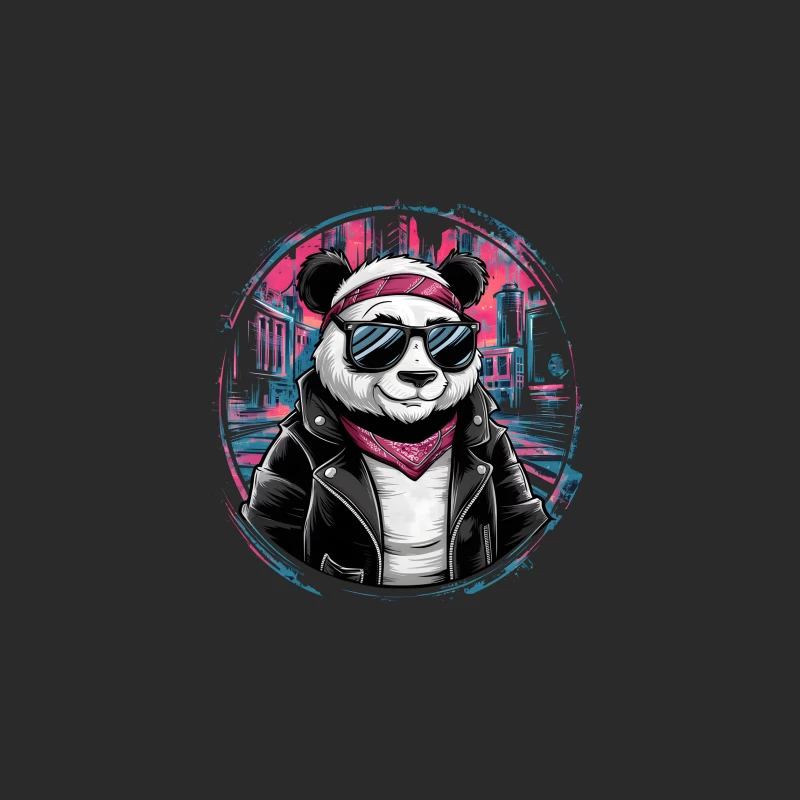 Cool Urban Panda in Shades and Leather Baseball Cap