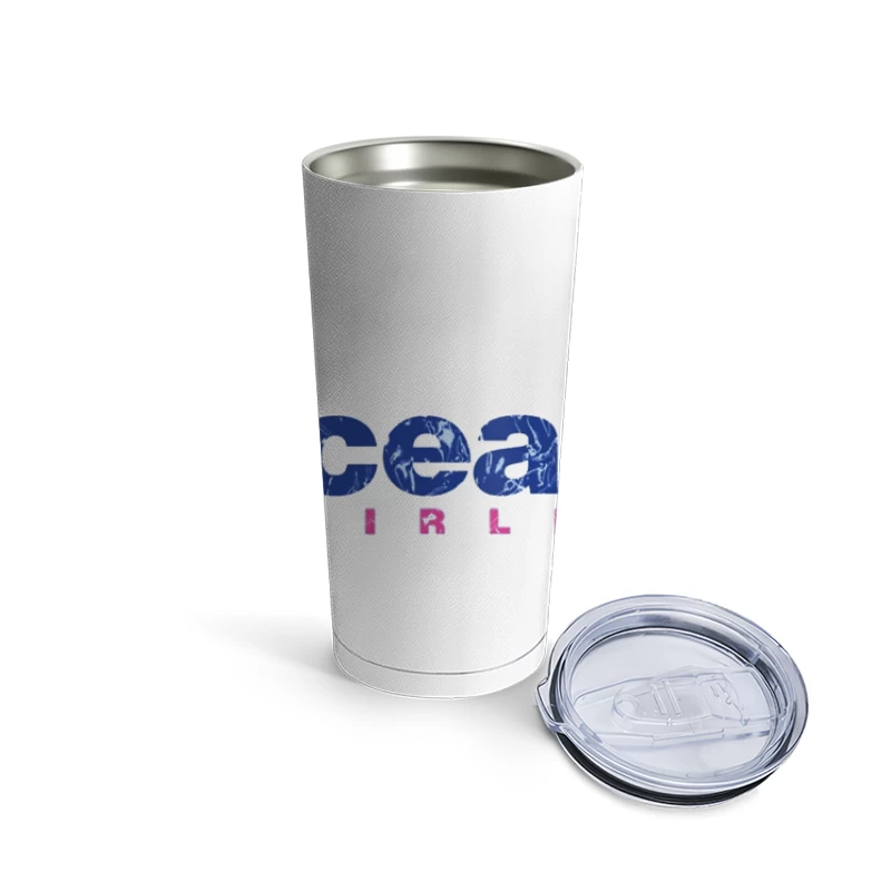 Oceanic Airlines Vintage-Style Logo Design with Blue and Pink Color Scheme Travel Mug