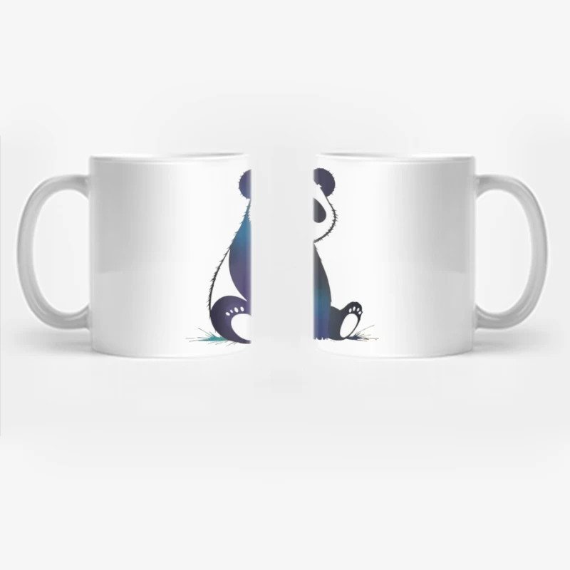 Cute Blue Gradient Cartoon Panda Illustration Coffee Mug