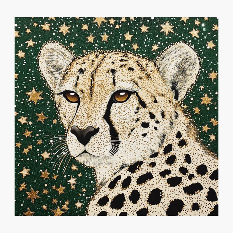 Celestial Cheetah: Starry Wildlife Art Throw Pillow
