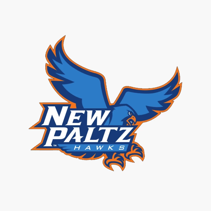 New Paltz Hawks Athletic Logo with Blue Hawk Mascot Cotton Tote Bag