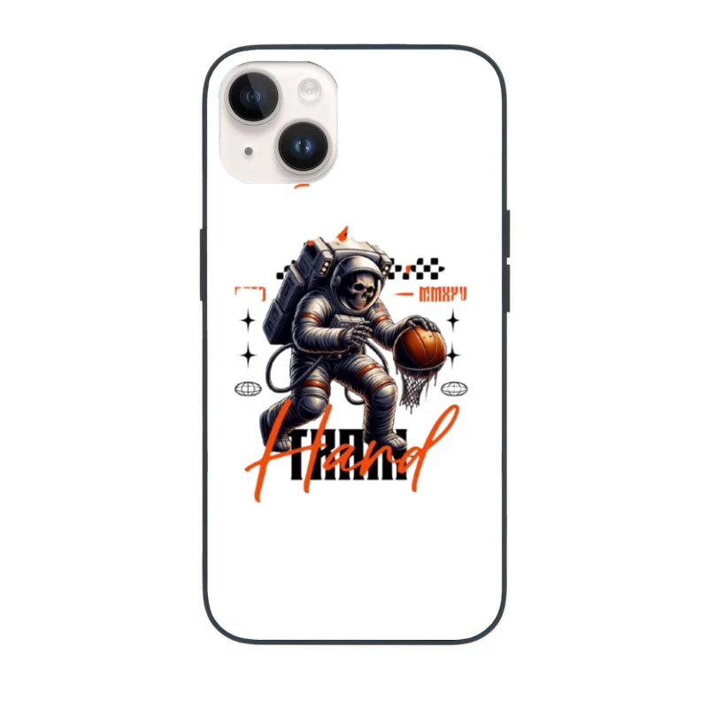 Skeleton Astronaut Playing Basketball in Space iPhone Case