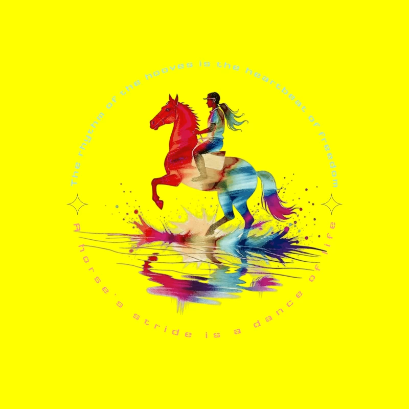 The Dance of Freedom: A Colorful Horse Ride Tapestry