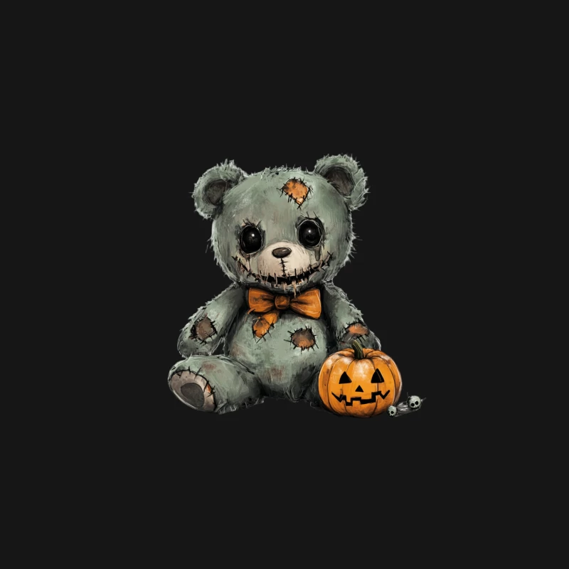 Spooky Halloween Teddy Bear with Jack-o'-Lantern Male Long Sleeve T-Shirt