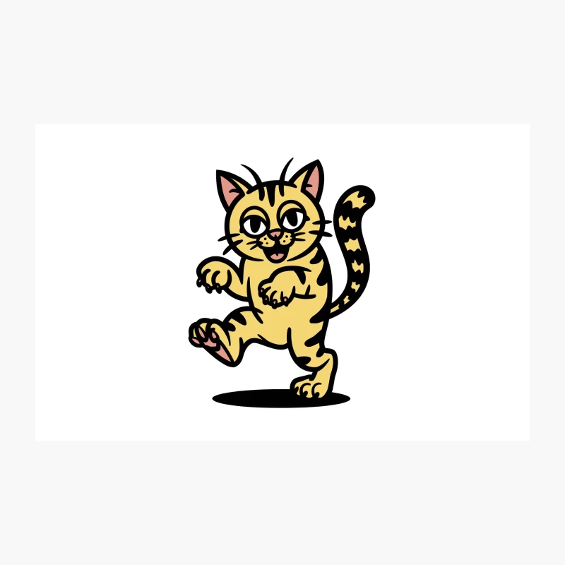 Playful Yellow Cartoon Cat with Striped Tail Travel Mug