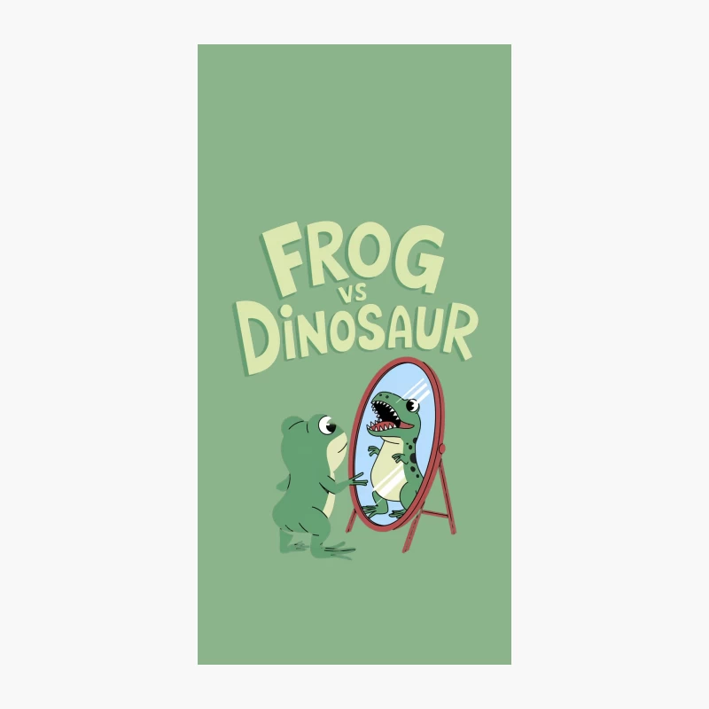 Cartoon Frog Looking at Dinosaur Reflection in Mirror iPhone Case