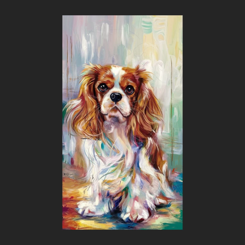 Vibrant Cavalier King Charles Spaniel Portrait: Artistic Pet Painting Female Pullover Sweatshirt