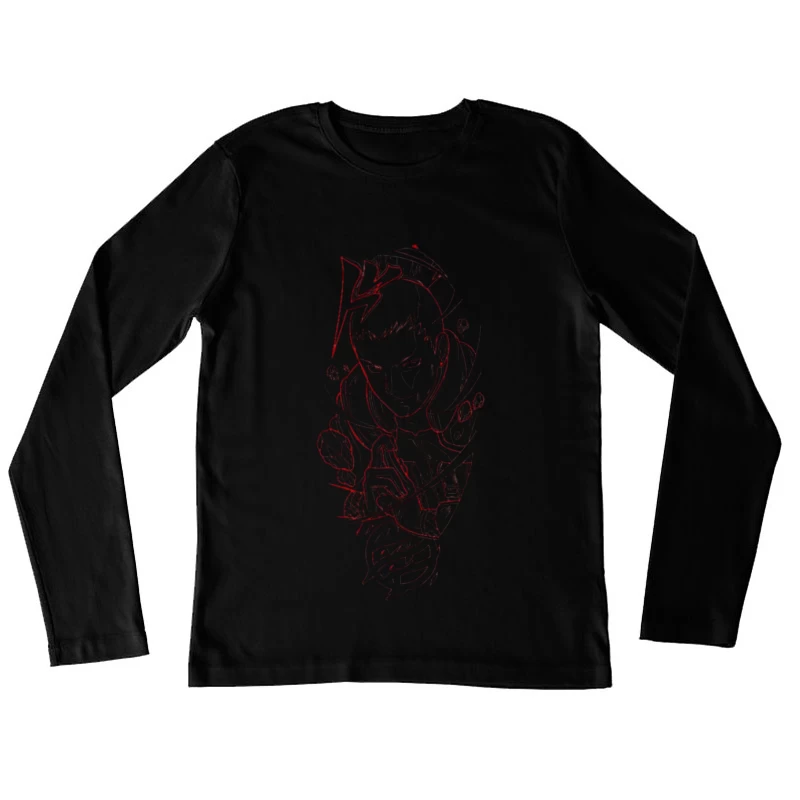Mystische Zeichnung mit dunklen Linien Damen Langarm T-Shirt