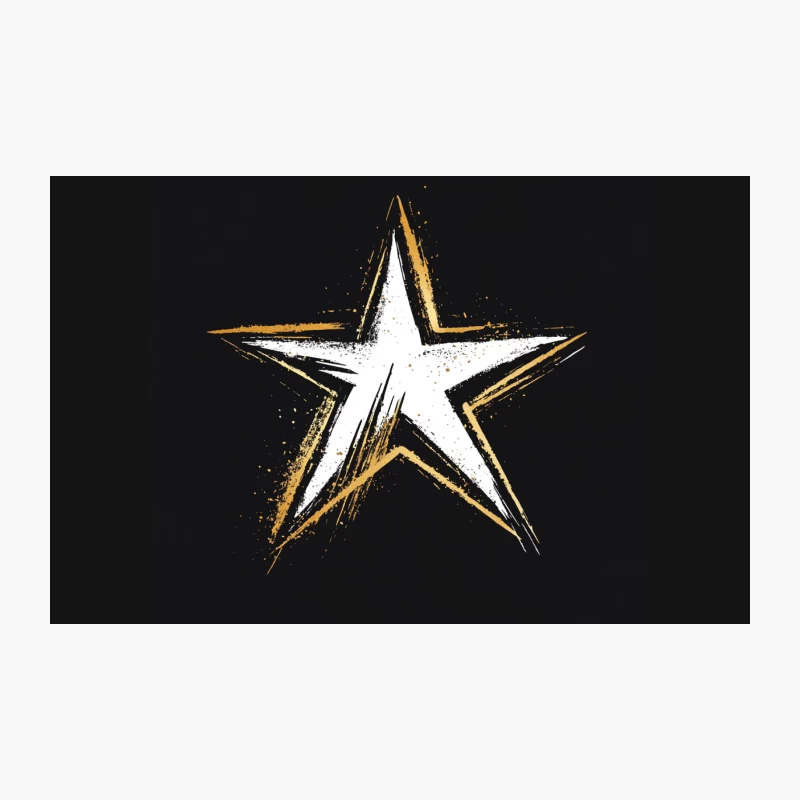 Grunge Gold and White Star on Black Background Travel Mug