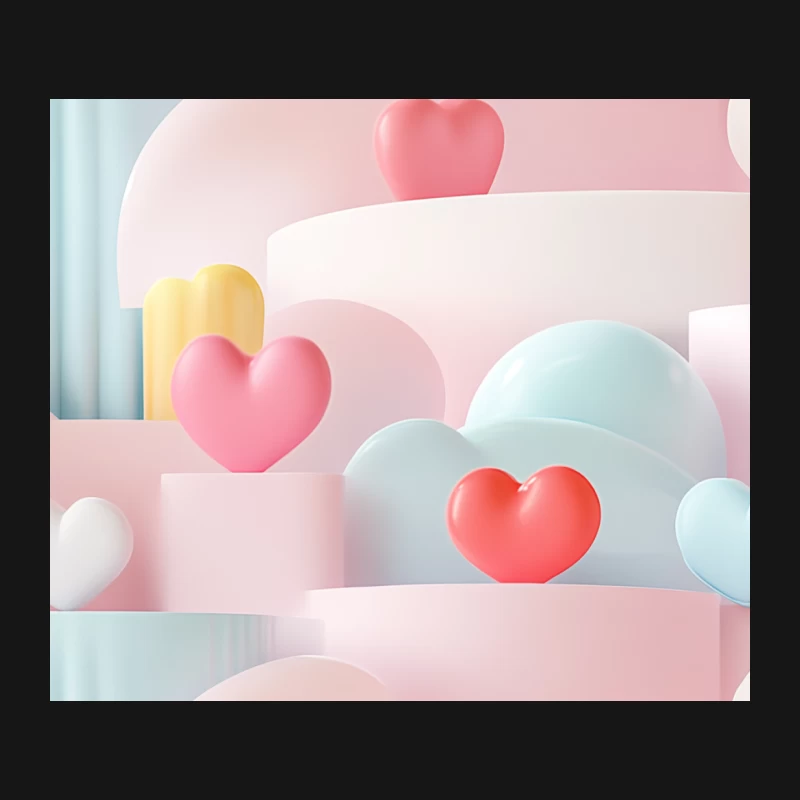 Dreamy Pastel Abstract with Hearts and Geometric Shapes Mouse Pad