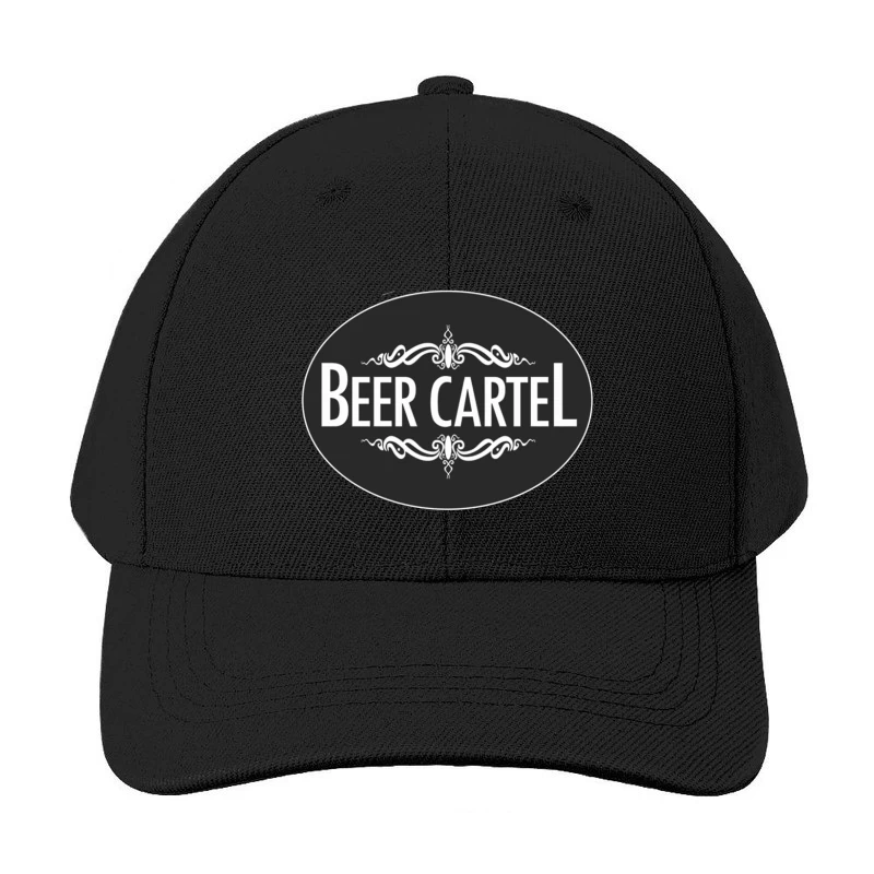 Elegant Black and White Beer Cartel Logo with Ornamental Frame Baseball Cap