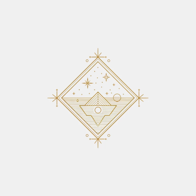 Celestial Pyramid: Minimalist Geometric Line Art Male Tank Top