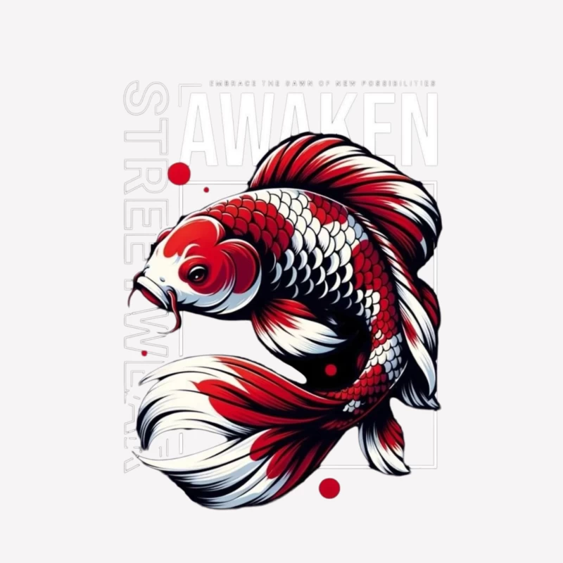 Koi Fish Art with Awakening Theme Male T-Shirt