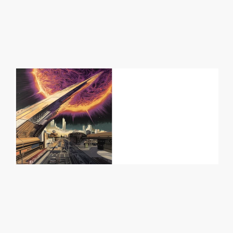 Cosmic Energy Illuminates Futuristic Space Station Above Dystopian Cityscape Coffee Mug