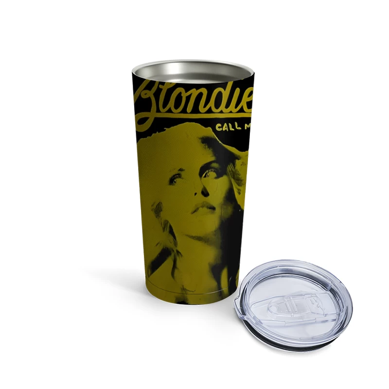 Vintage Blondie "Call Me" Album Cover in Yellow Monochrome Travel Mug