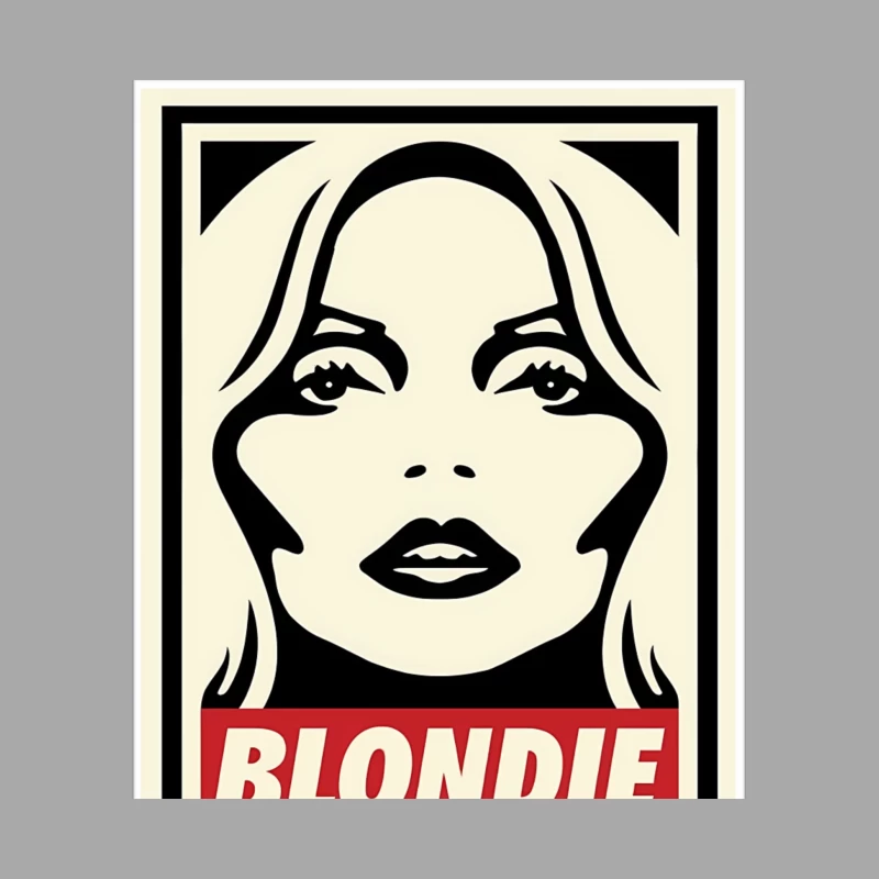 Stylized Pop Art Blondie Band Poster in Black and White with Red Text Male Pullover Hoodie