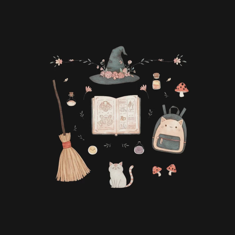 Magical Witch's Essential Items Collection Mouse Pad