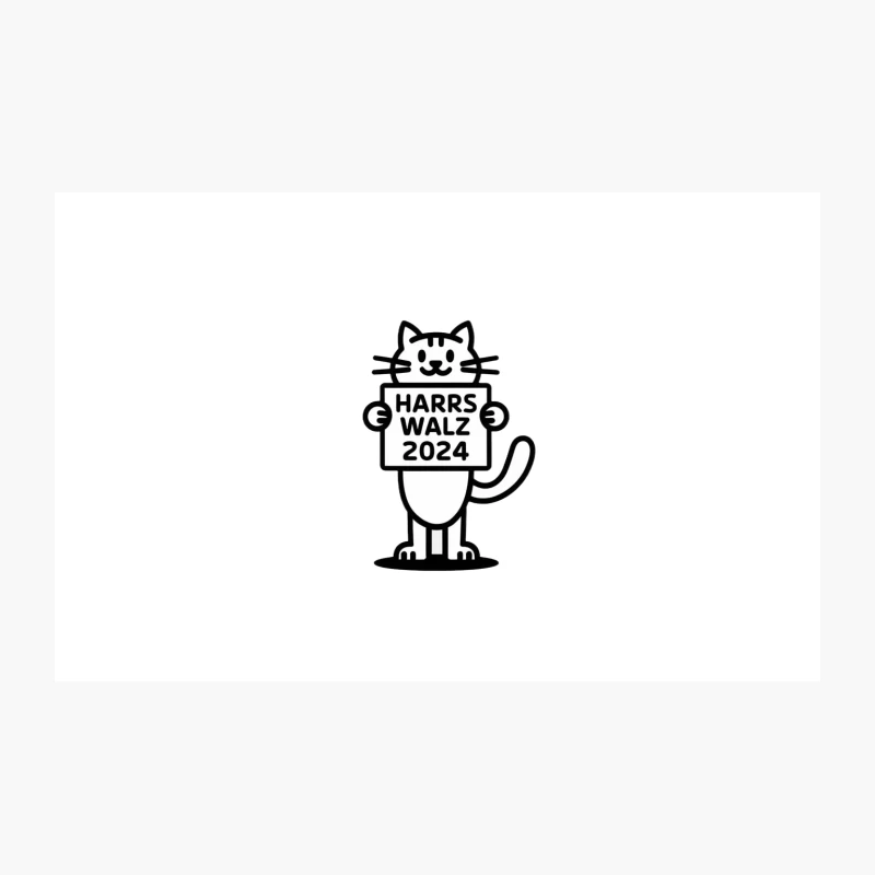 Cartoon Cat Mascot for Harrs Walz 2024 Political Campaign Travel Mug