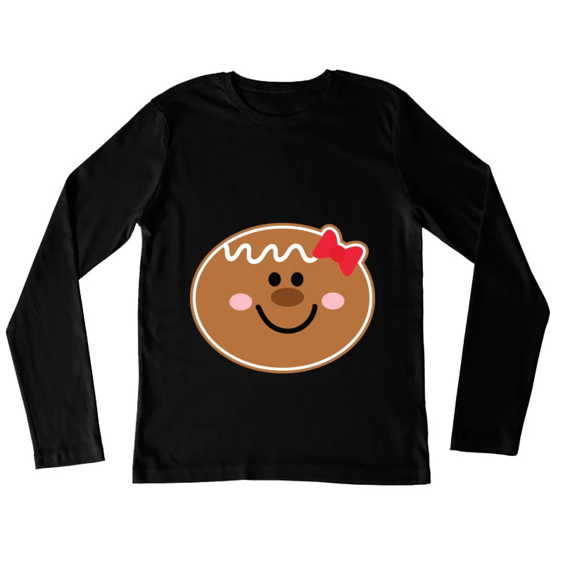 Visage de bonhomme en pain d'épices avec un nœud Femme Manches Longues T-Shirt