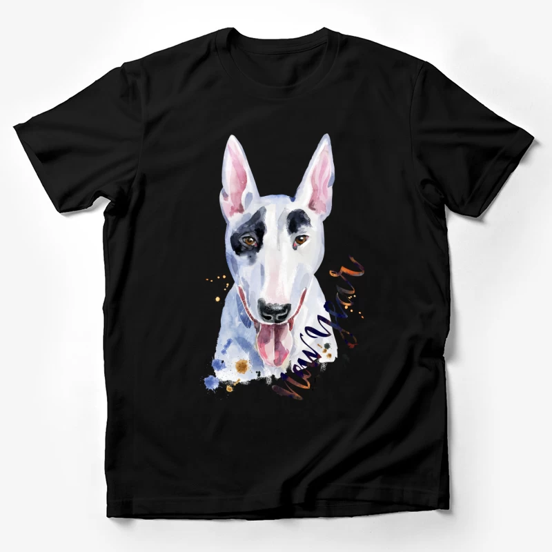 Aquarelle de Bull Terrier pour le Nouvel An Homme T-Shirt