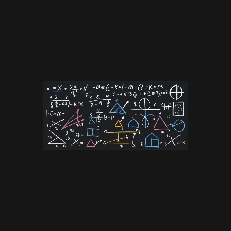 Mathematical Equations and Geometric Shapes on Chalkboard Female Long Sleeve T-Shirt
