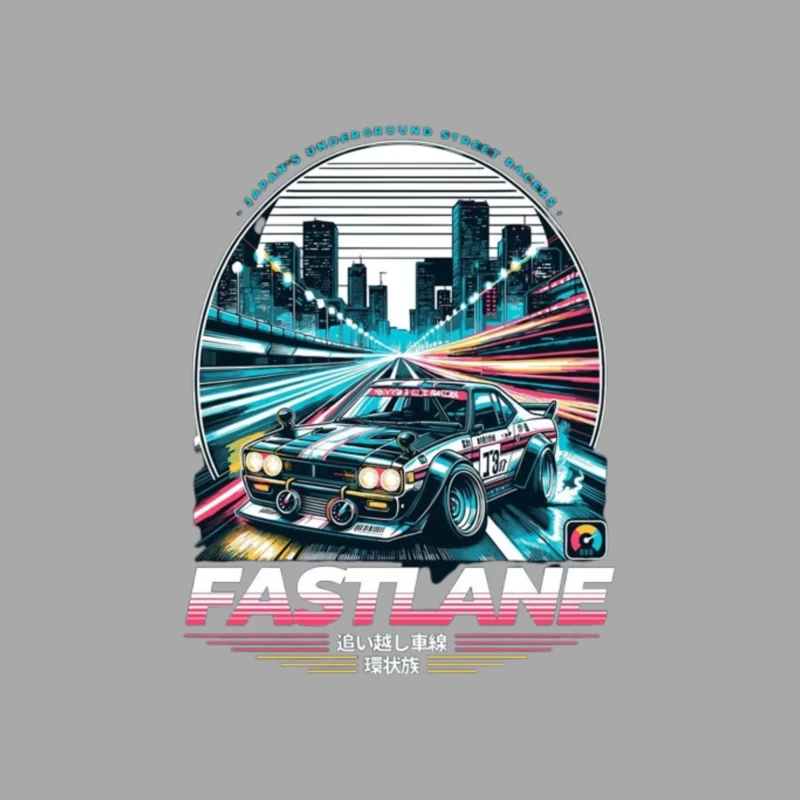 Retro Sports Car Racing Through Neon Cityscape - Synthwave Style Male Pullover Hoodie