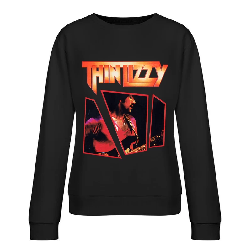 Thin Lizzy Vintage Concert Album Art with Red Typography Female Pullover Sweatshirt