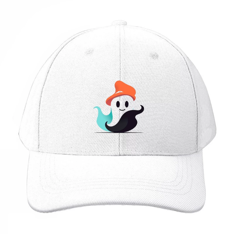 Cute Ghost Mascot with Orange Hat Baseball Cap