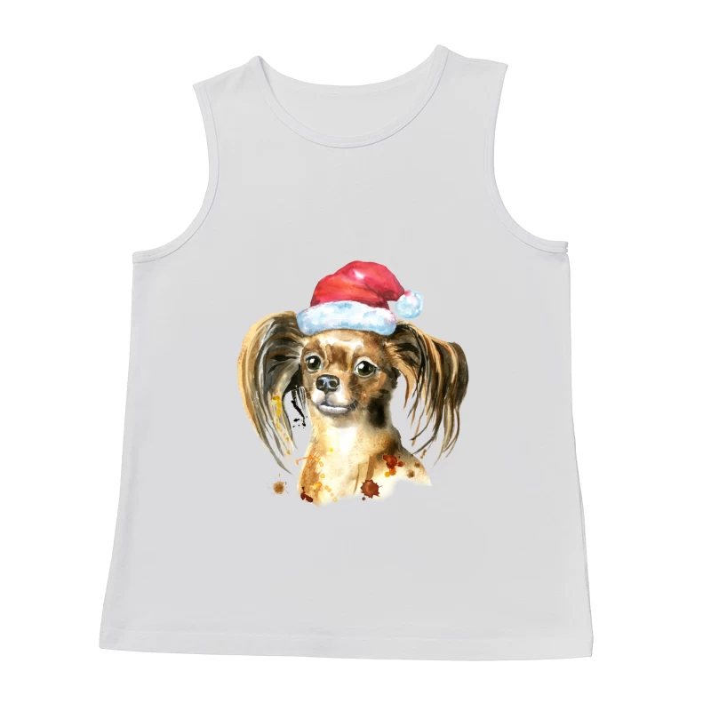 Chien avec chapeau de Noël en aquarelle Homme Débardeur