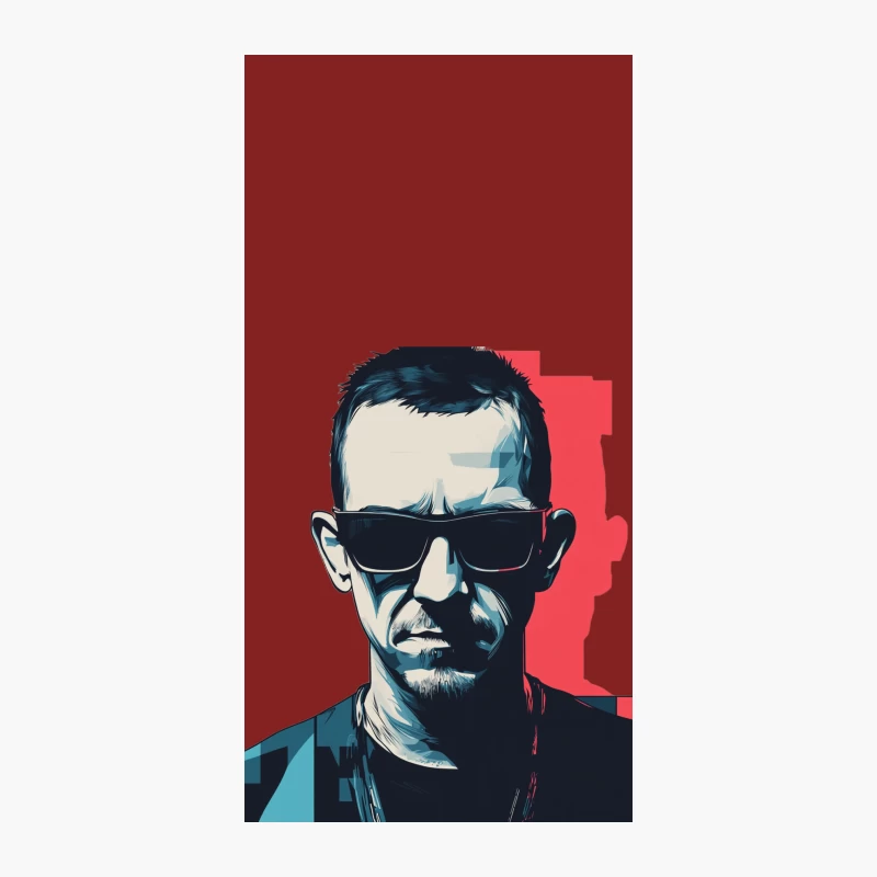Linkin Park Stylized Portrait: Man with Sunglasses in Blue Tones iPhone Case