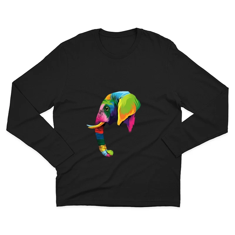 Buntes Elefantendesign Herren Langarm T-Shirt