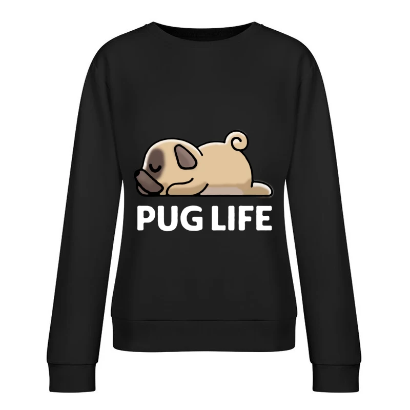 Schlafendes Mopsleben Illustration Damen Pullover Sweatshirt