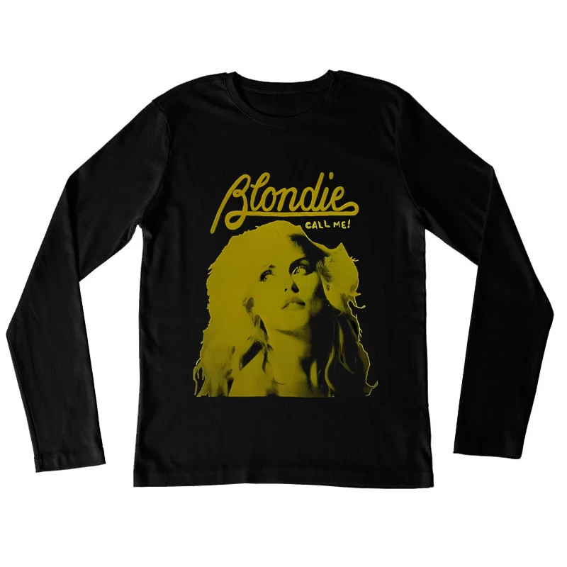 Vintage Blondie "Call Me" Album Cover in Yellow Monochrome Female Long Sleeve T-Shirt