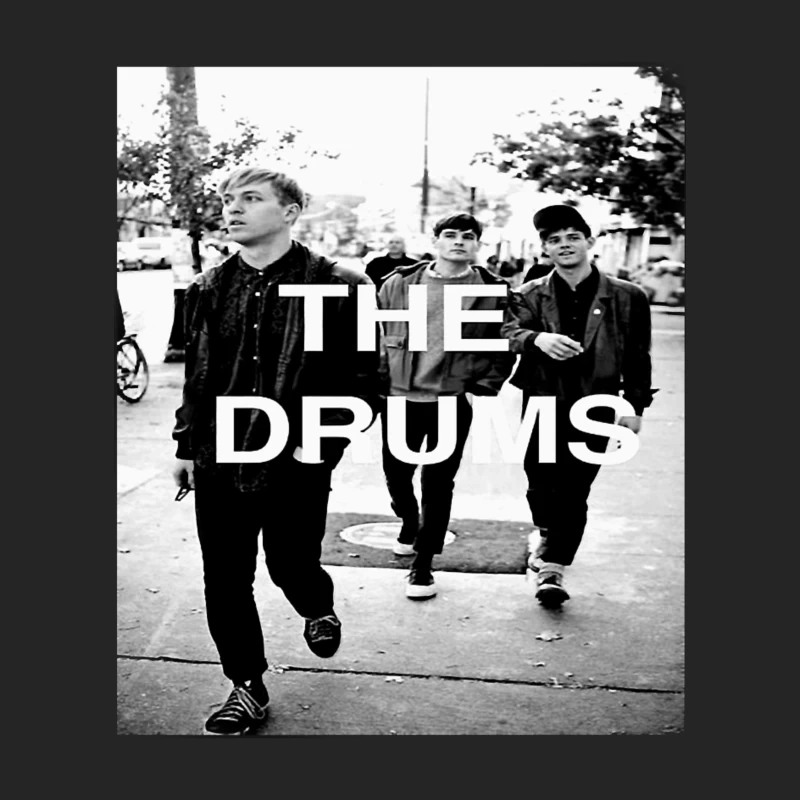 The Drums Band Members Walking on Street - Vintage Black and White Photo Female Pullover Sweatshirt