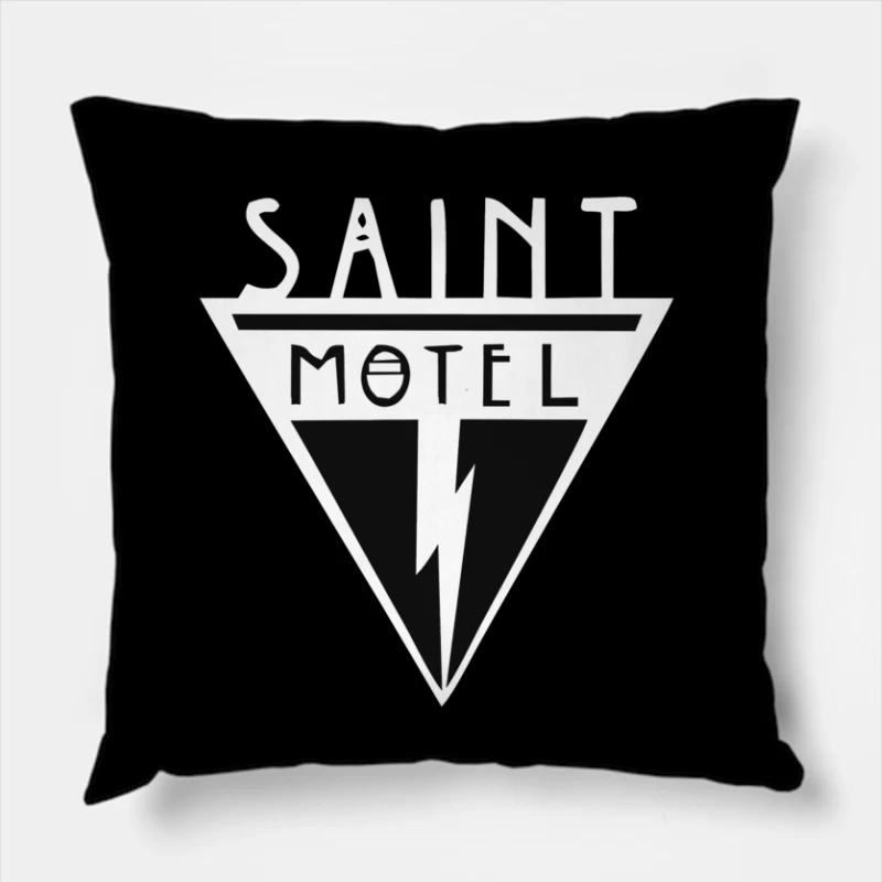 Saint Motel Vintage Triangle Logo with Lightning Bolt Design Throw Pillow