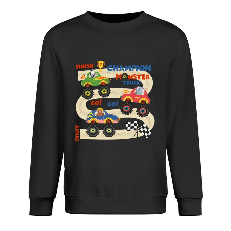Monstertruck-Champion-Rennen mit Tieren Herren Pullover Sweatshirt
