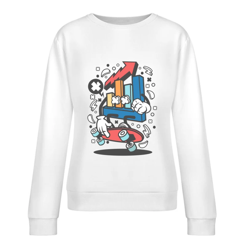 Diagramme en barres dynamique sur un skateboard Femme Sweat-shirt à enfiler