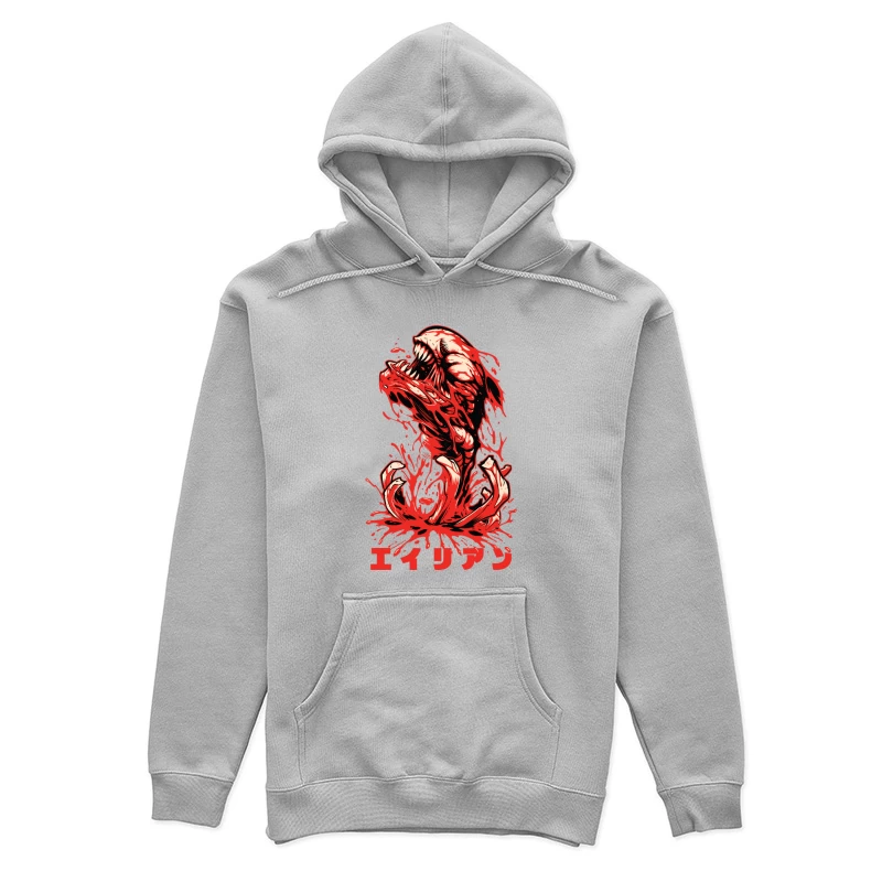 Horror Monster Illustration with Blood Female Pullover Hoodie