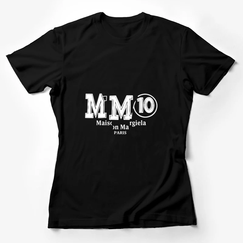 Logo Maison Margiela sur Fond Noir Femme T-Shirt