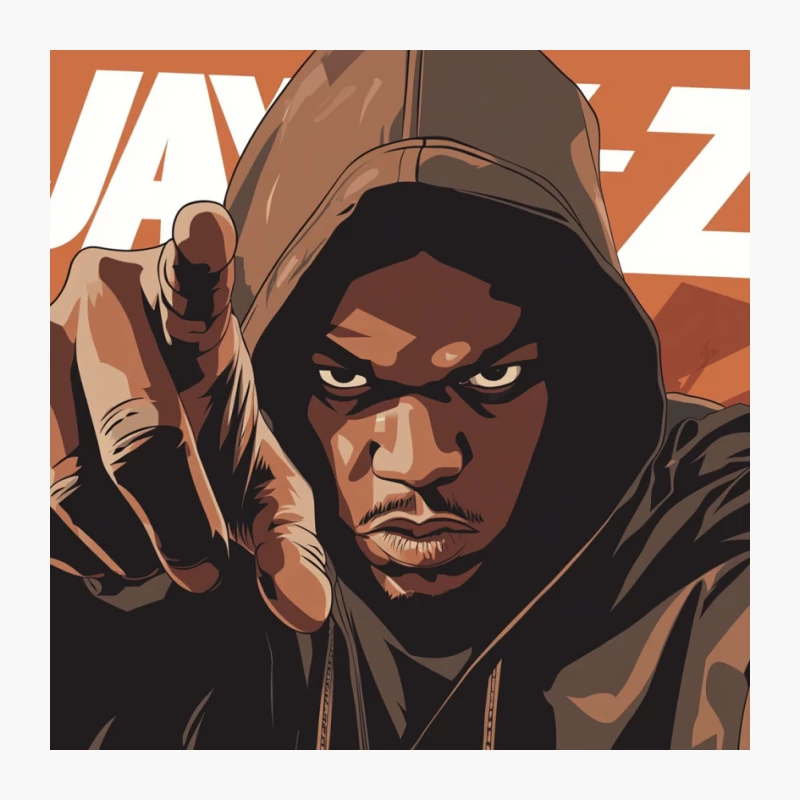 Artistic Portrait of Jay-Z: Hip-Hop Icon in Hoodie Pin
