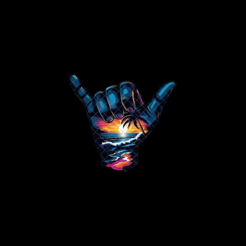 Shaka Sign with Tropical Sunset and Ocean Scene iPhone Case